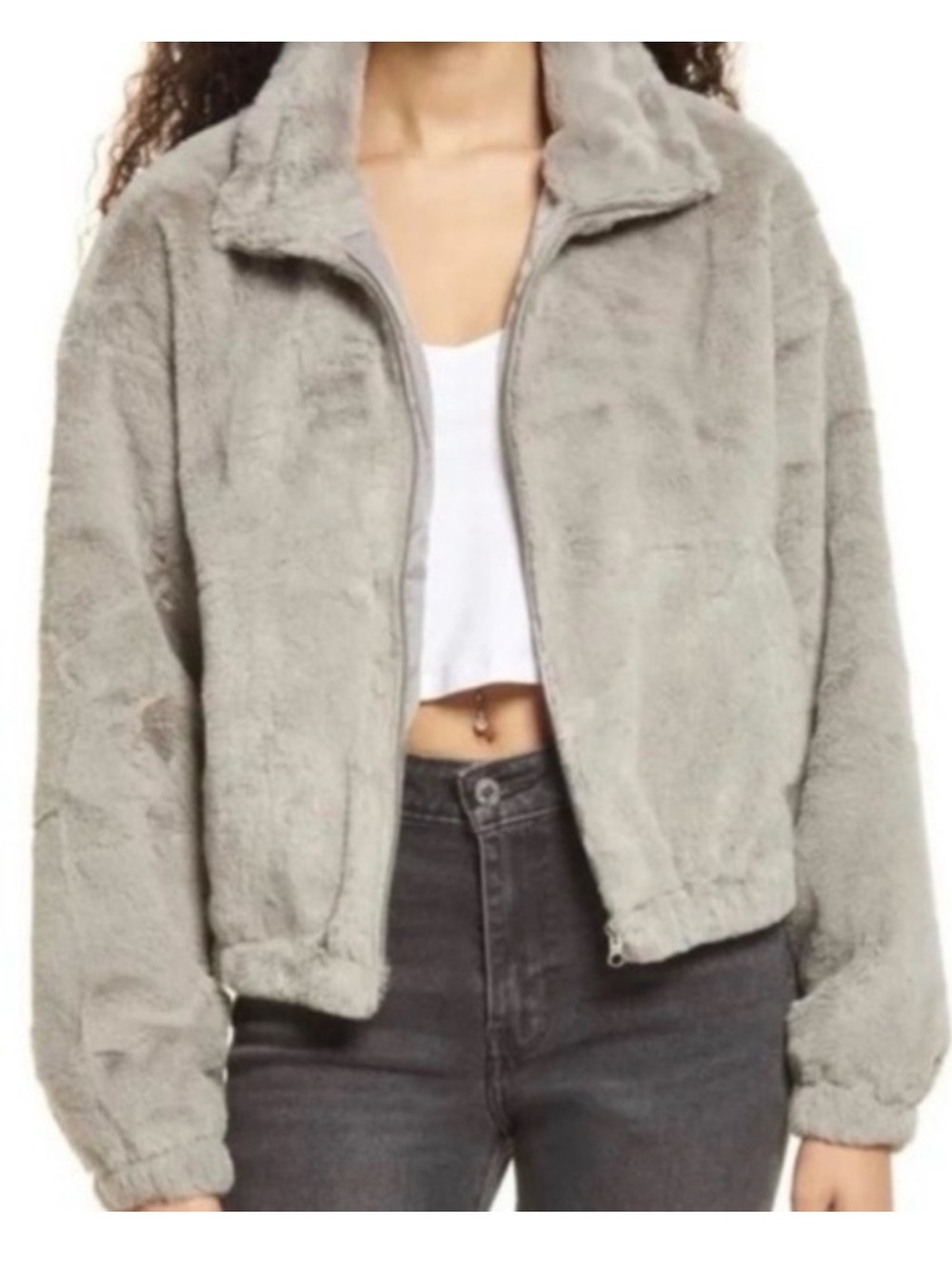 A New Day Women’s Faux Fur Teddy Jacket - Gray Size 2X NWT